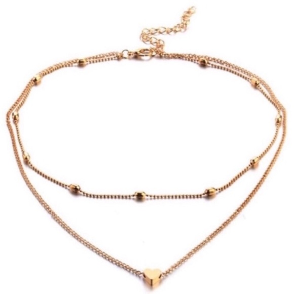 ⚜️[𝟯/$𝟭𝟴]⚜️NEW 2 Layered Tiny Heart Charm Beaded Choker - Picture 5 of 15